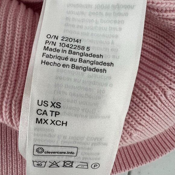 COS XS Pink Ribbed Cotton Cardigan Sweater Crop V-Neck Knit Minimalist - Picture 10 of 14